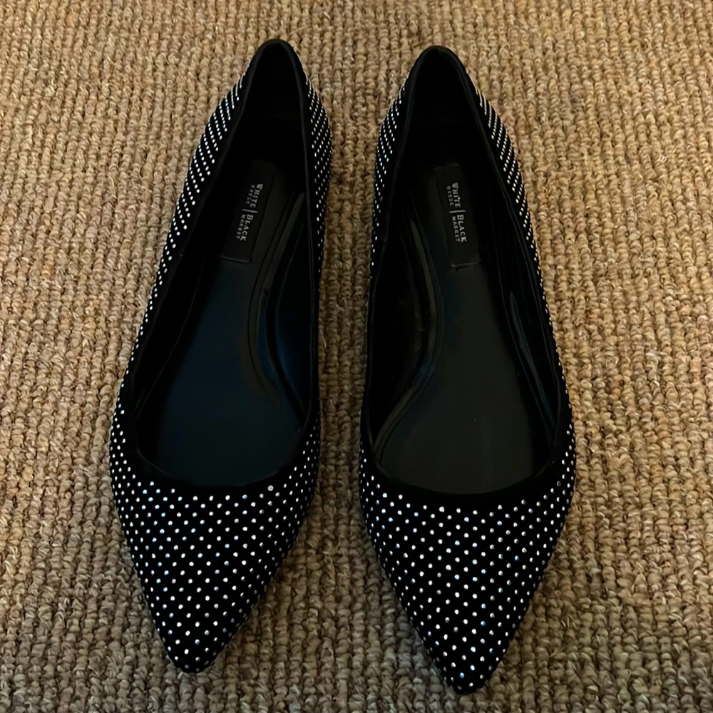 White House Black Market - Flat black studded sandals - size 10